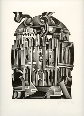 Калашников Анатолий Иванович. Лот из двух авторских ксилографий «Ситэ» и «Авиньон»